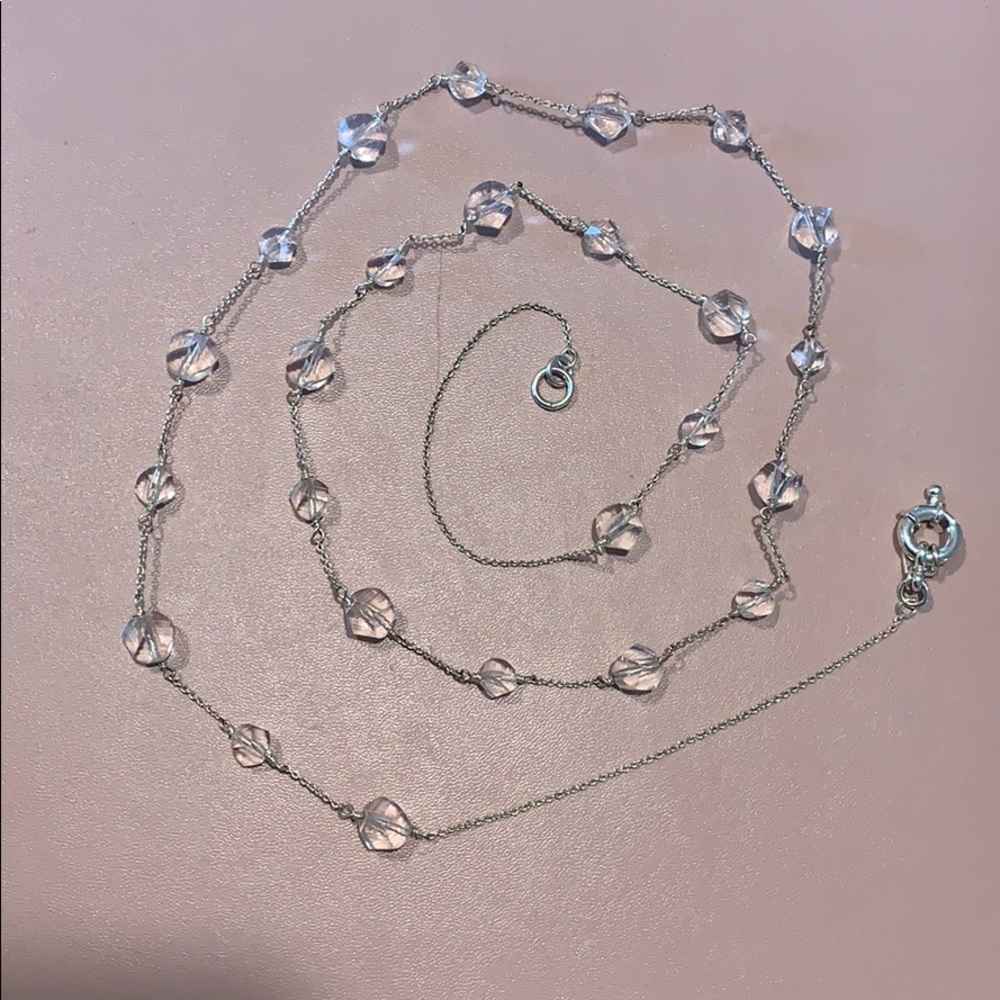 Long 38 inch necklace with clear beads